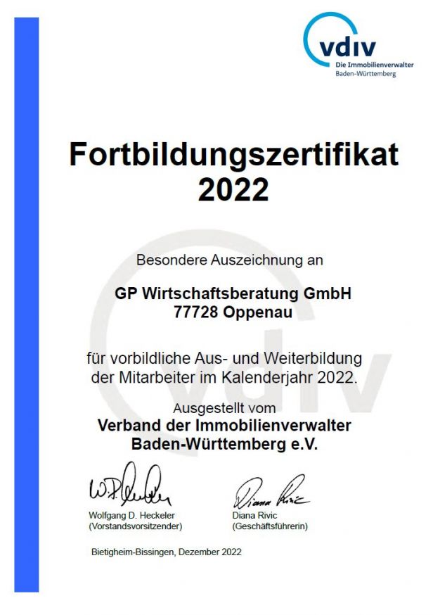 Unternehmens-Fortbildungszertifikat